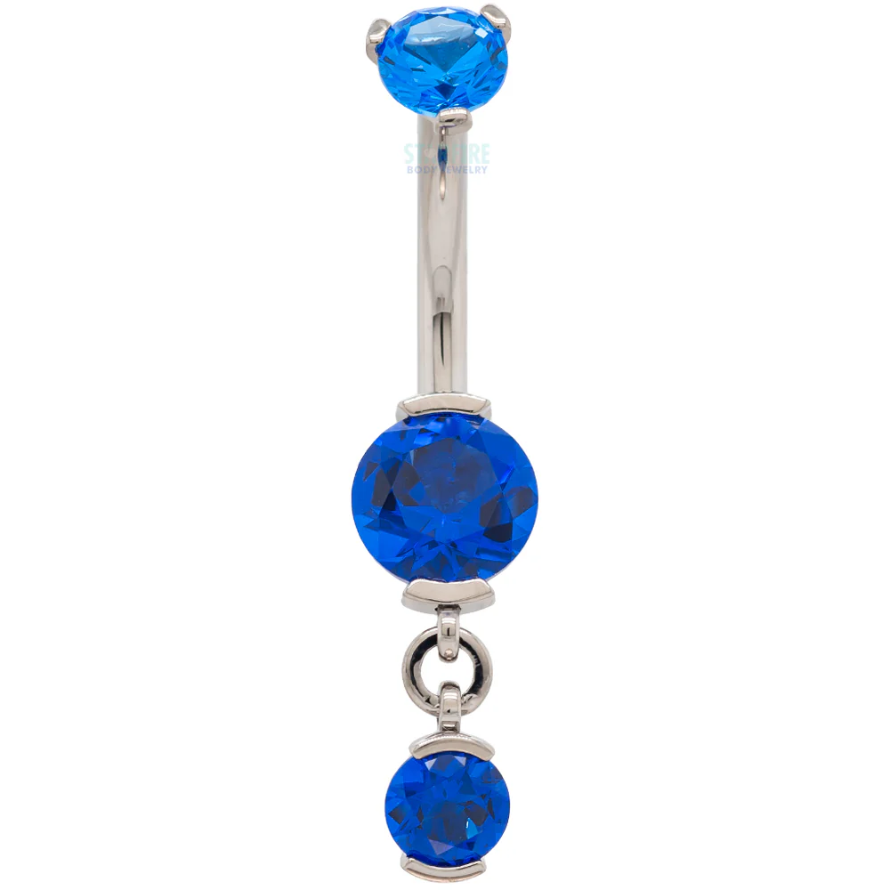 2 Prong-Set Faceted Gem Navel Curve with Dangle #1 - Image 3
