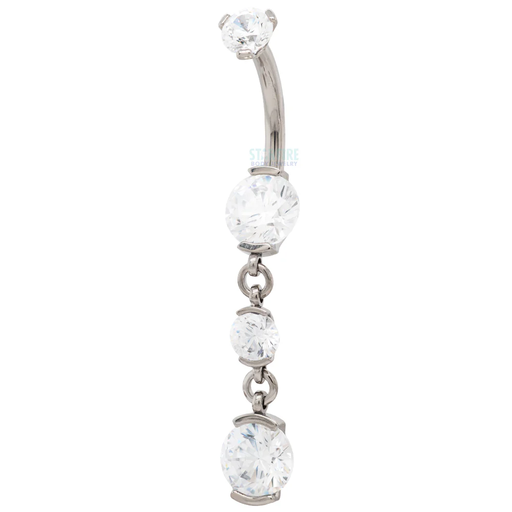 2 Prong-Set Faceted Gem Navel Curve with Dangle #5 - Image 2