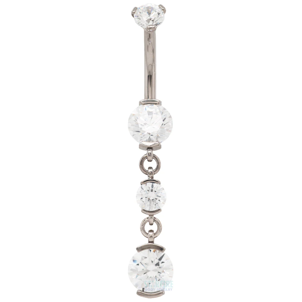 2 Prong-Set Faceted Gem Navel Curve with Dangle #5 - Image 3