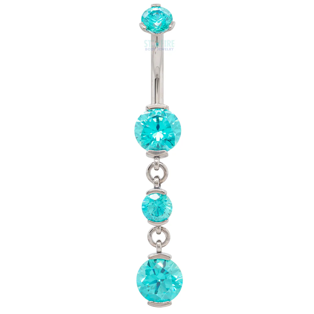 2 Prong-Set Faceted Gem Navel Curve with Dangle #5 - Image 4