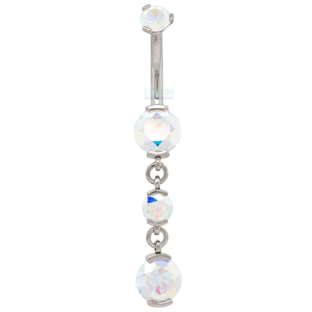 2 Prong-Set Faceted Gem Navel Curve with Dangle #5 - Image 5