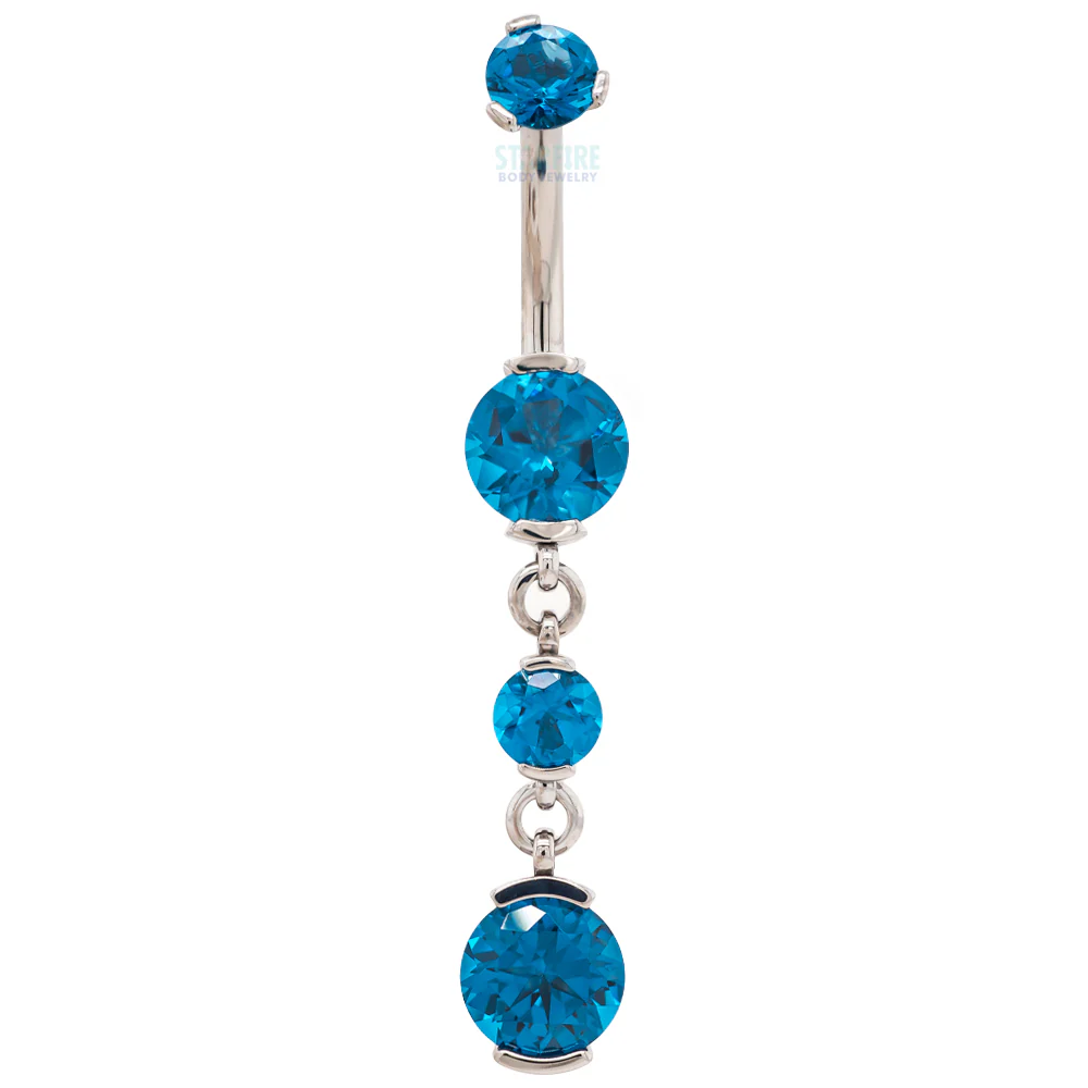 2 Prong-Set Faceted Gem Navel Curve with Dangle #5 - Image 6