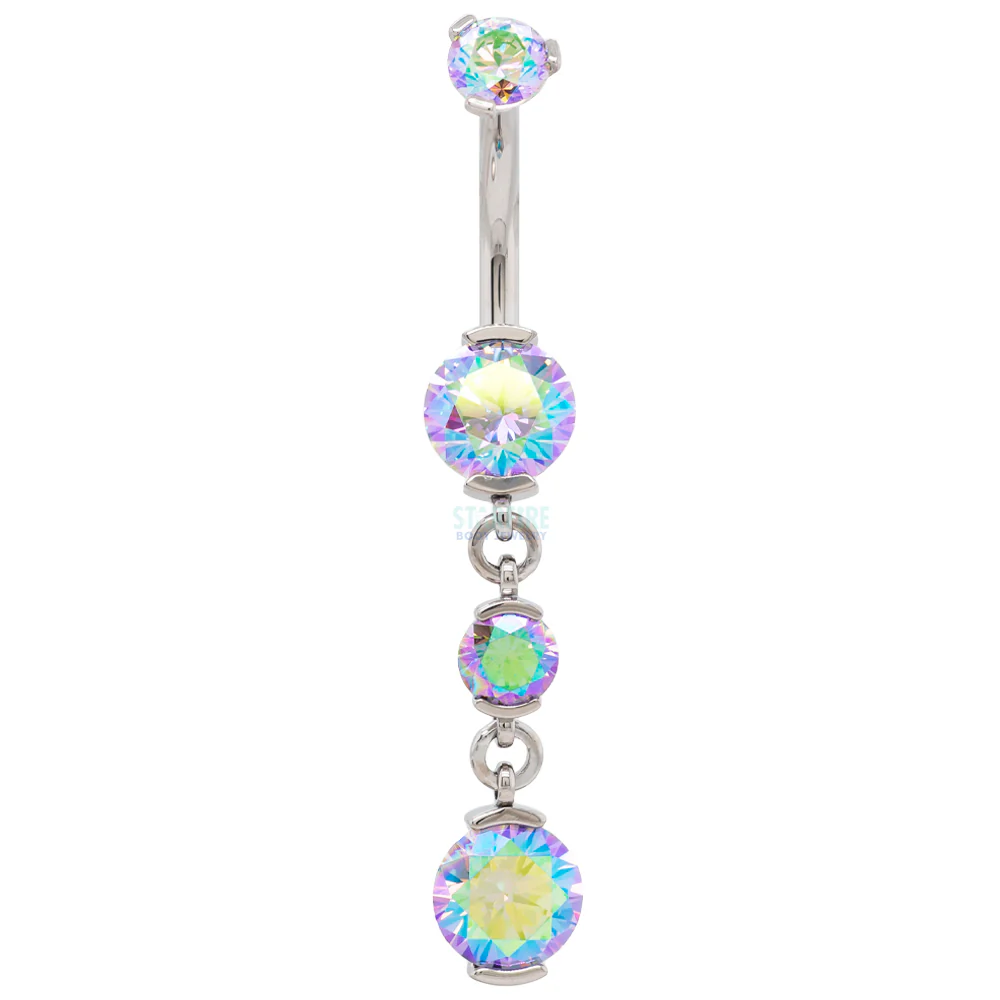 2 Prong-Set Faceted Gem Navel Curve with Dangle #5 - Image 7