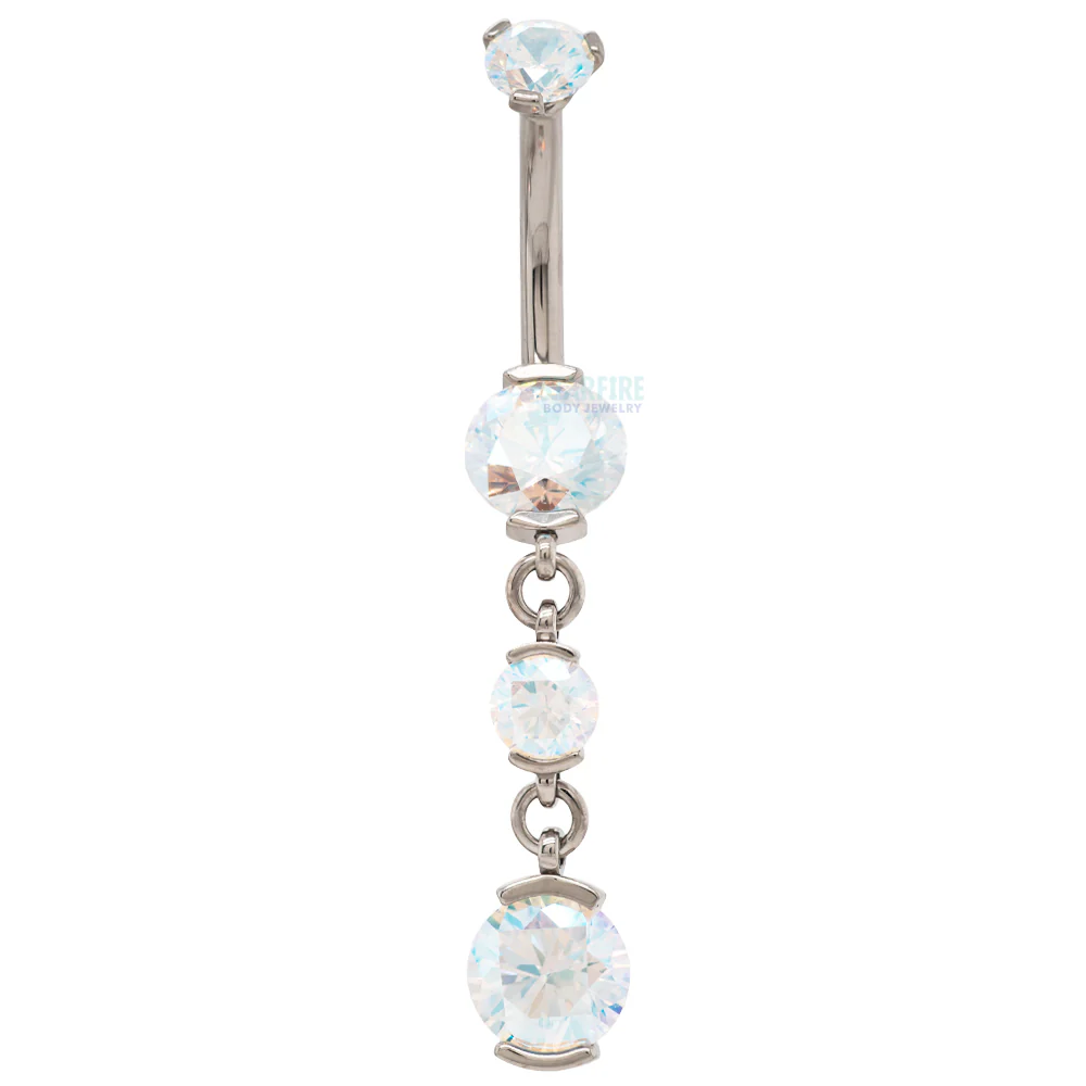 2 Prong-Set Faceted Gem Navel Curve with Dangle #5 - Image 8