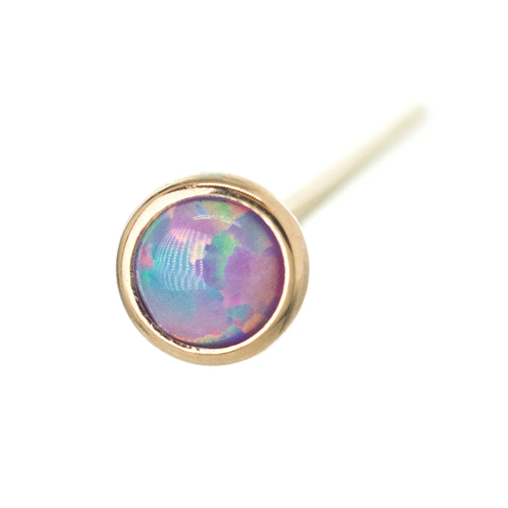 3mm Opal in Cup Setting Nostril Screw in Gold - Image 2