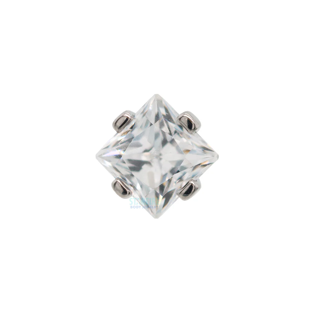3mm Prong-Set Square Princess Star-Cut Faceted Gem on Flatback - Image 3