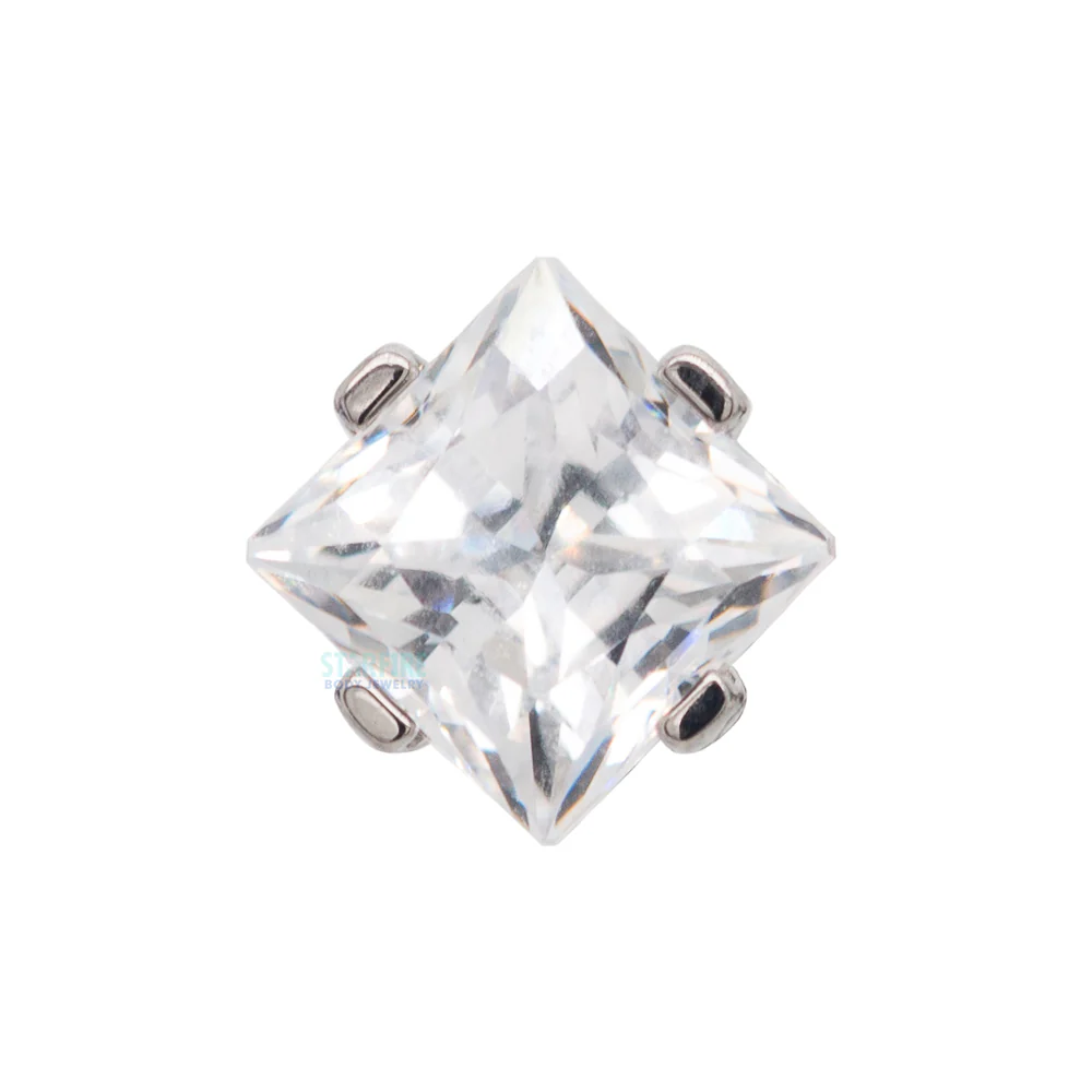 4mm Prong-Set Square Princess Star-Cut Faceted Gem on Flatback - Image 4