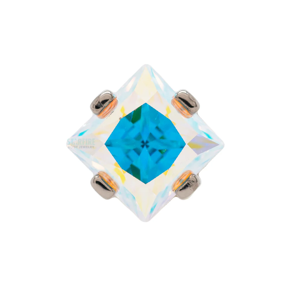 4mm Prong-Set Square Princess Star-Cut Faceted Gem on Flatback - Image 6