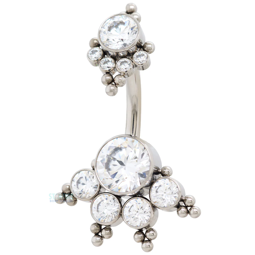 6HN 'Haute Couture' Faceted Gem Navel Curve