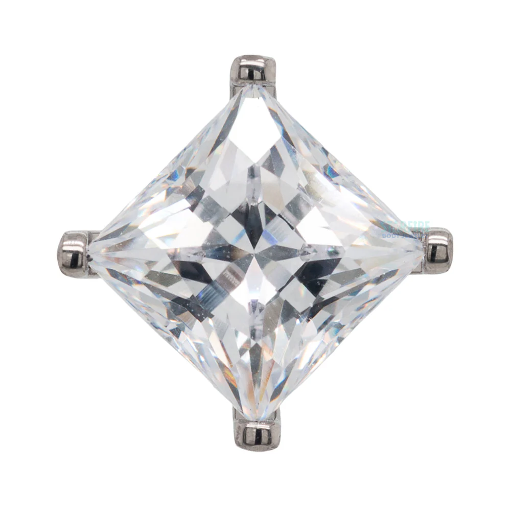 6mm Prong-Set Square Princess Star-Cut Faceted Gem on Flatback - Image 3