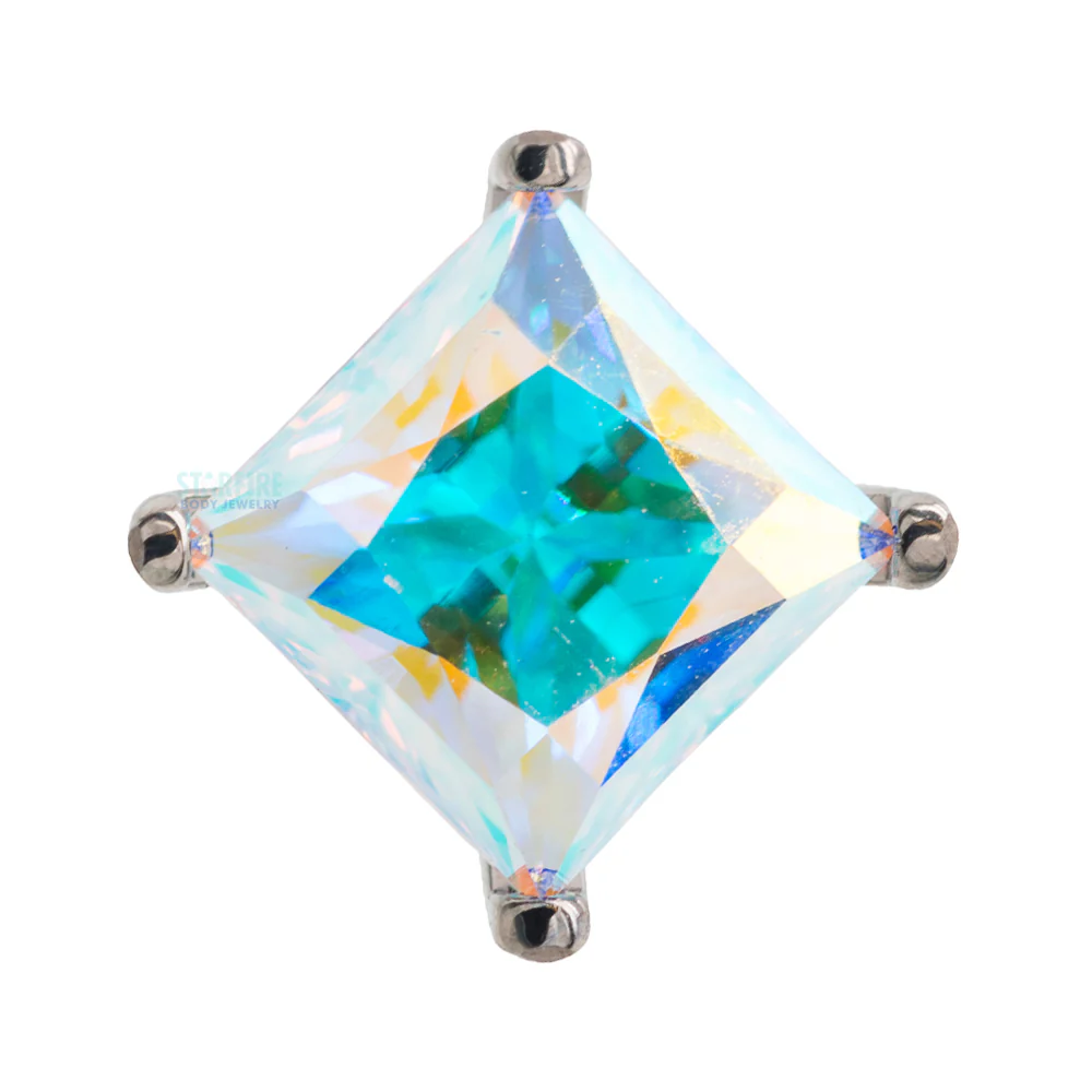 6mm Prong-Set Square Princess Star-Cut Faceted Gem on Flatback - Image 4