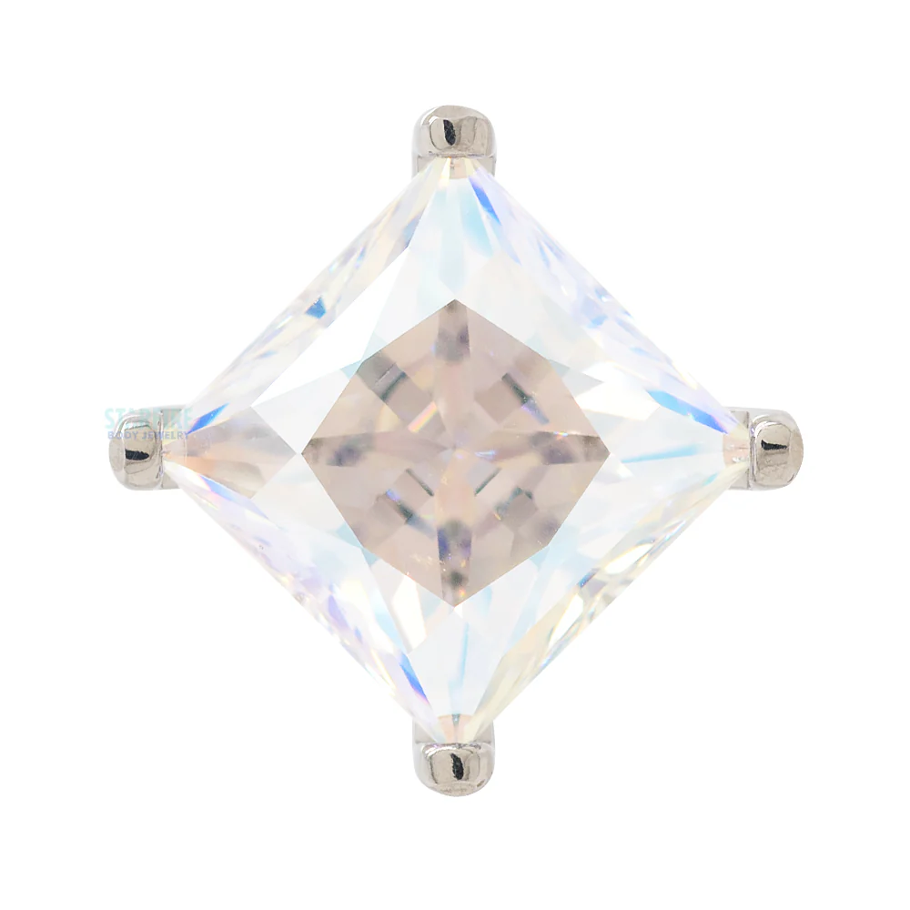6mm Prong-Set Square Princess Star-Cut Faceted Gem on Flatback - Image 6