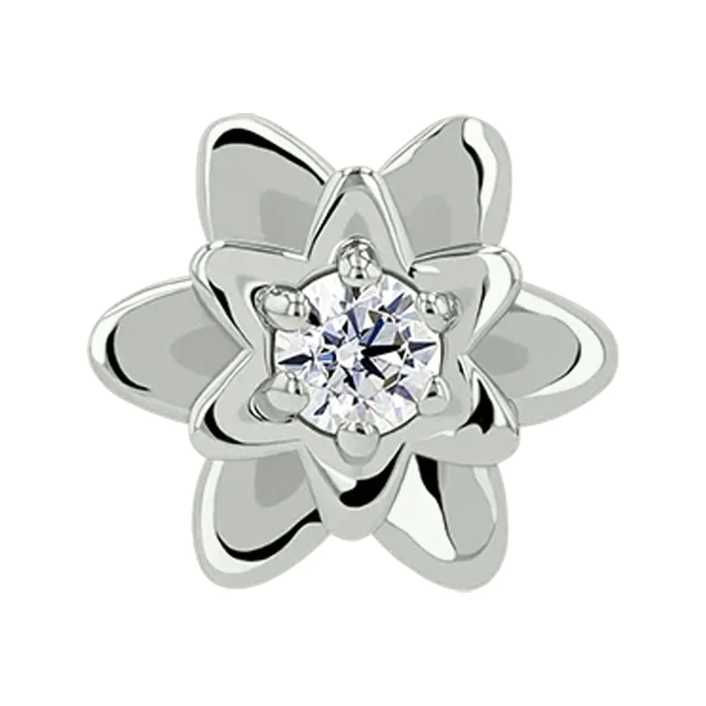 2.5mm "Petaluma" Threaded End in White Gold with Brilliant-Cut Gem - Image 3