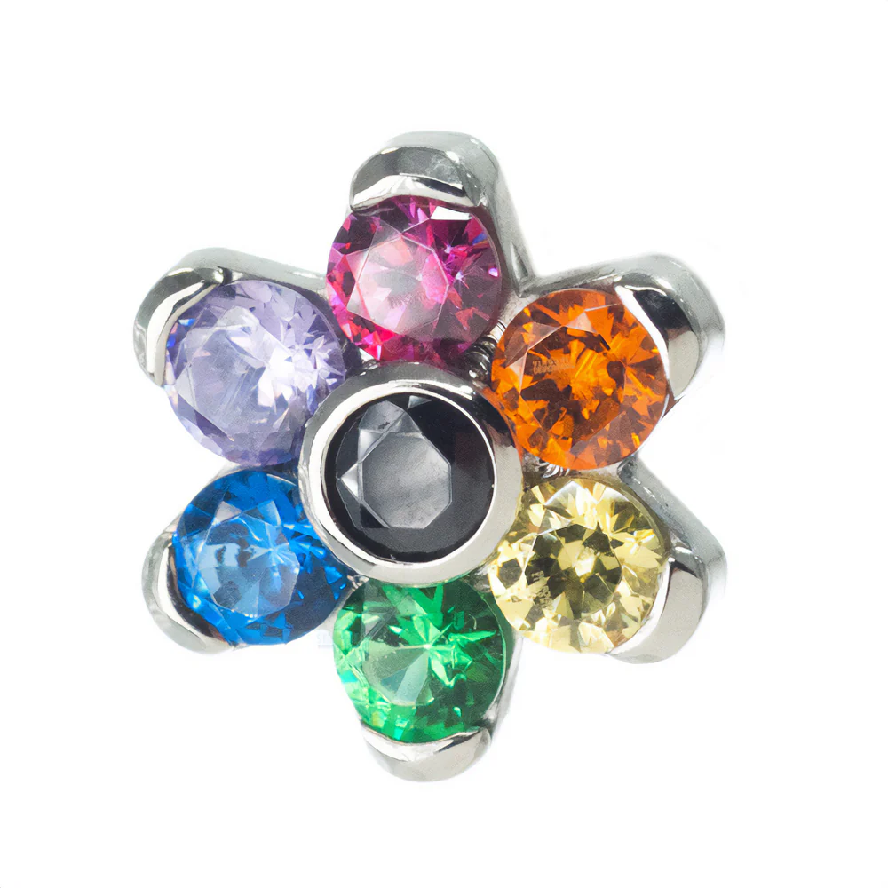 2mm/2mm Brilliant Cut Gem Flower Threaded End - custom color combos - Image 2