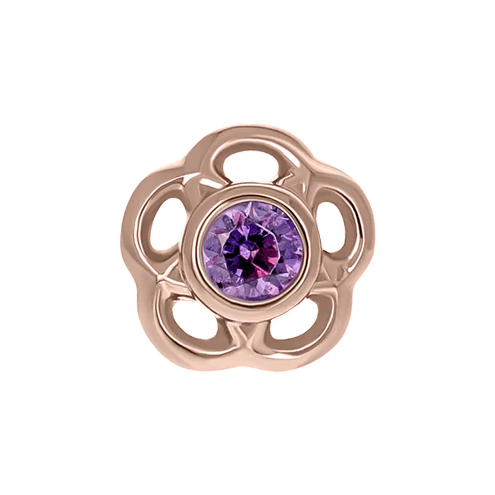 2mm "Tama" Threaded End in Rose Gold with Brilliant-Cut Gem - Image 3