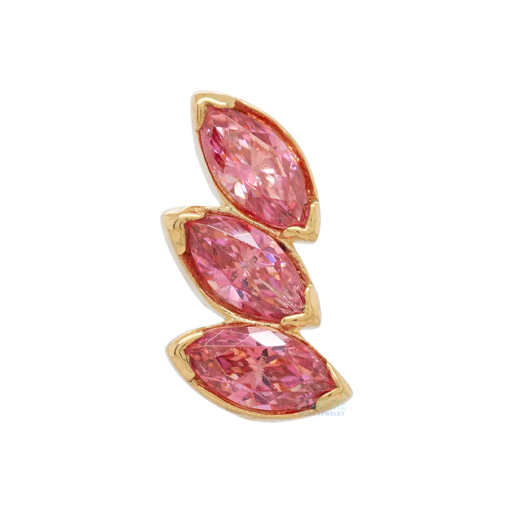 3 Gem "Fanfare" Threaded End in Yellow Gold with Brilliant-Cut Gems - Image 3