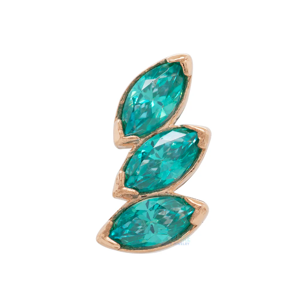 3 Gem "Fanfare" Threaded End in Rose Gold with Brilliant-Cut Gems - Image 3