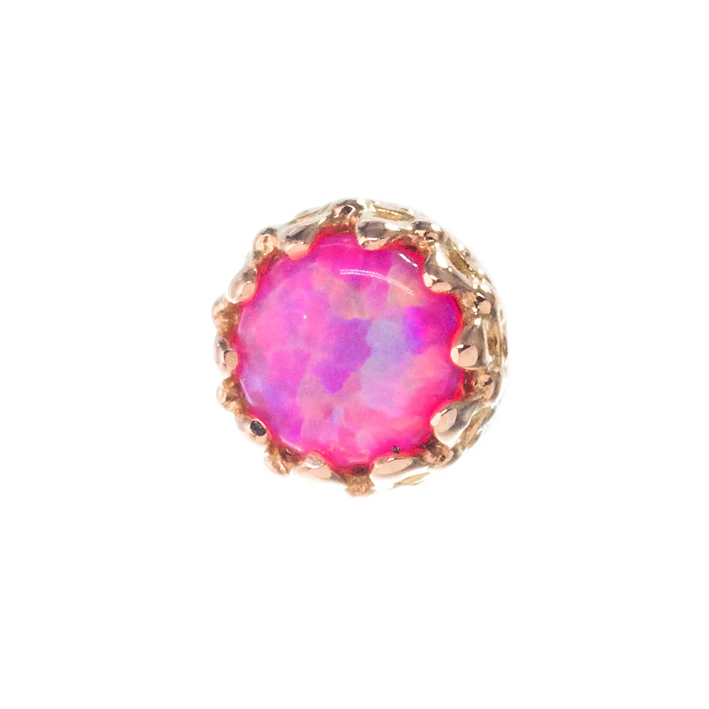3mm "King" Crown Threaded End in Gold with Opal Cabochon - Image 3