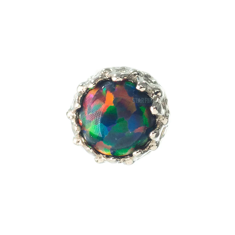3mm "King" Crown Threaded End in Gold with Opal Cabochon - Image 4