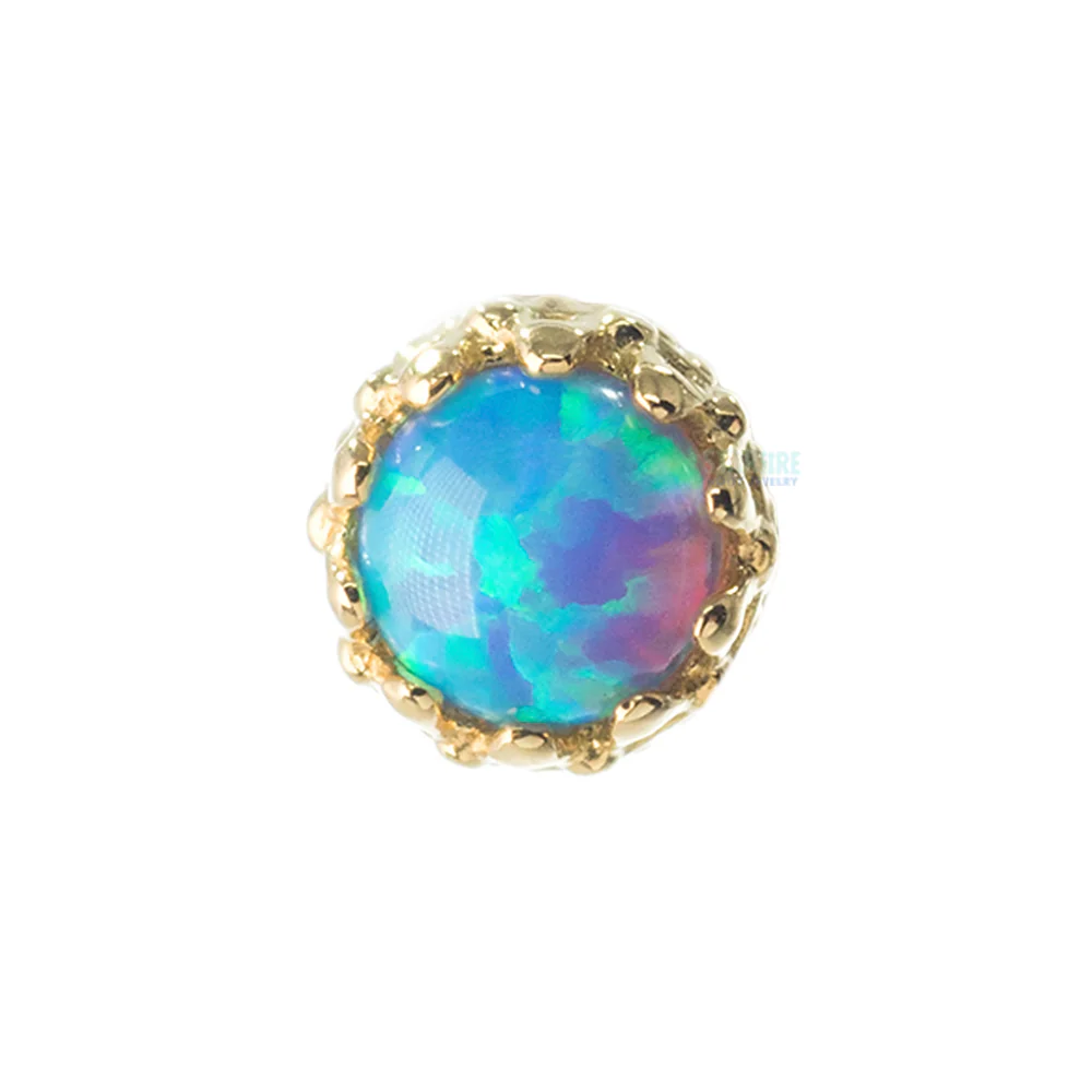 3mm "King" Crown Threaded End in Gold with Opal Cabochon - Image 5