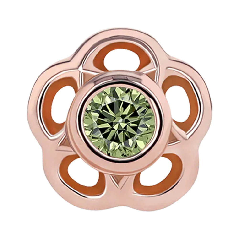3mm "Tama" Threaded End in Rose Gold with Brilliant-Cut Gem - Image 3
