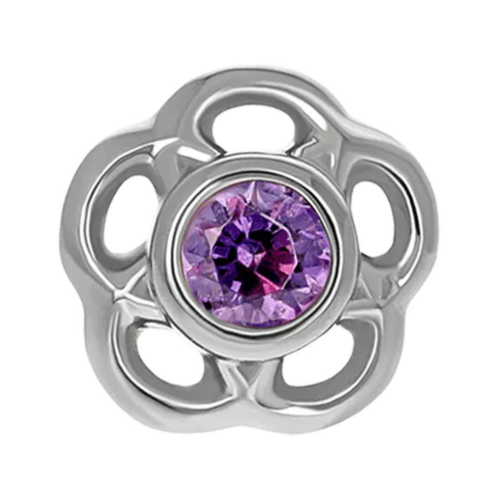 3mm "Tama" Threaded End in White Gold with Brilliant-Cut Gem - Image 3