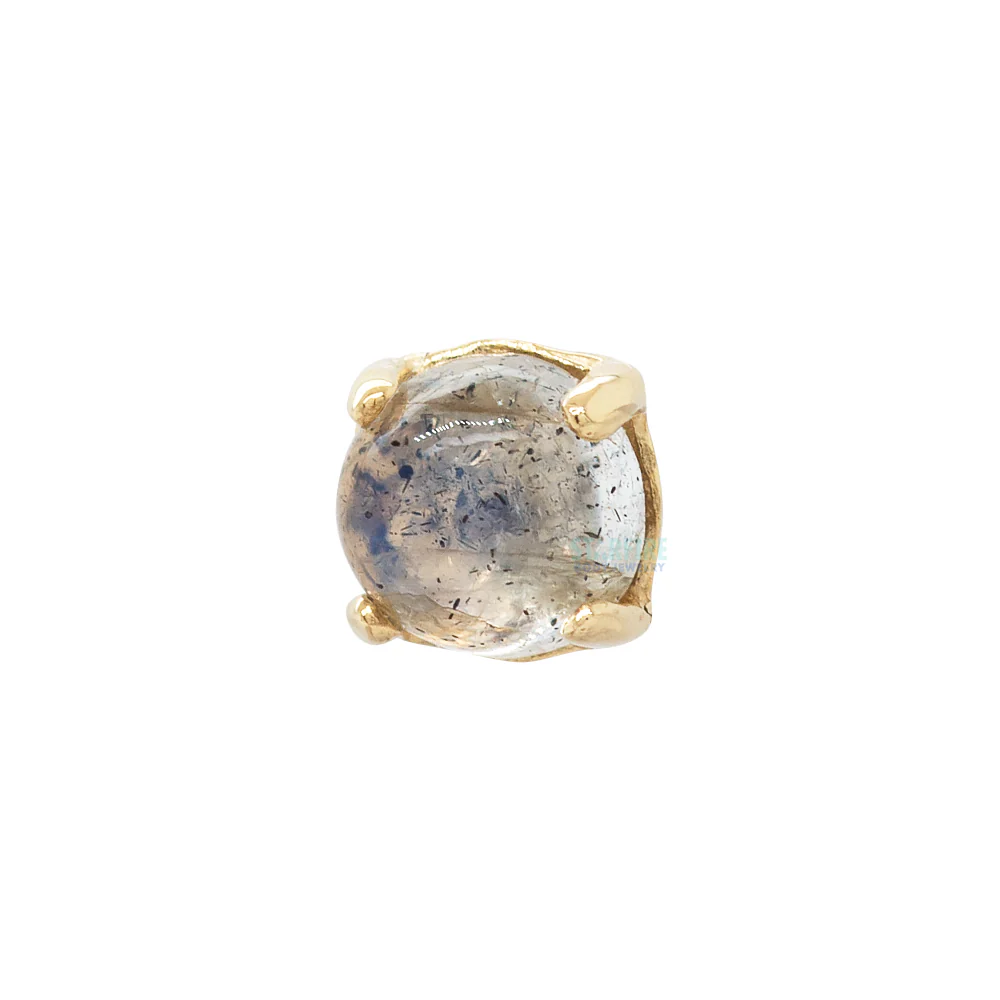3mm "Ziana" Prong-Set Natural Stone Cabochon Threaded End in Gold - Image 3