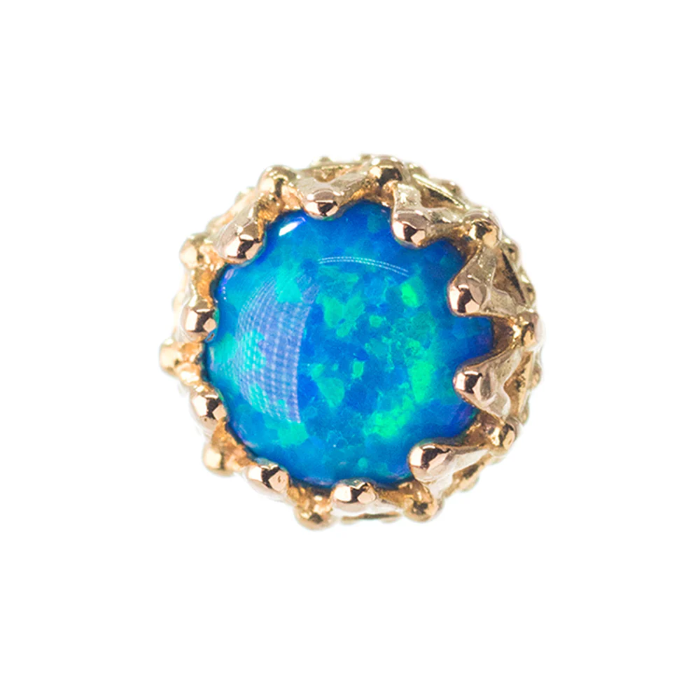 4mm "King" Crown Threaded End in Gold with Opal Cabochon - Image 4