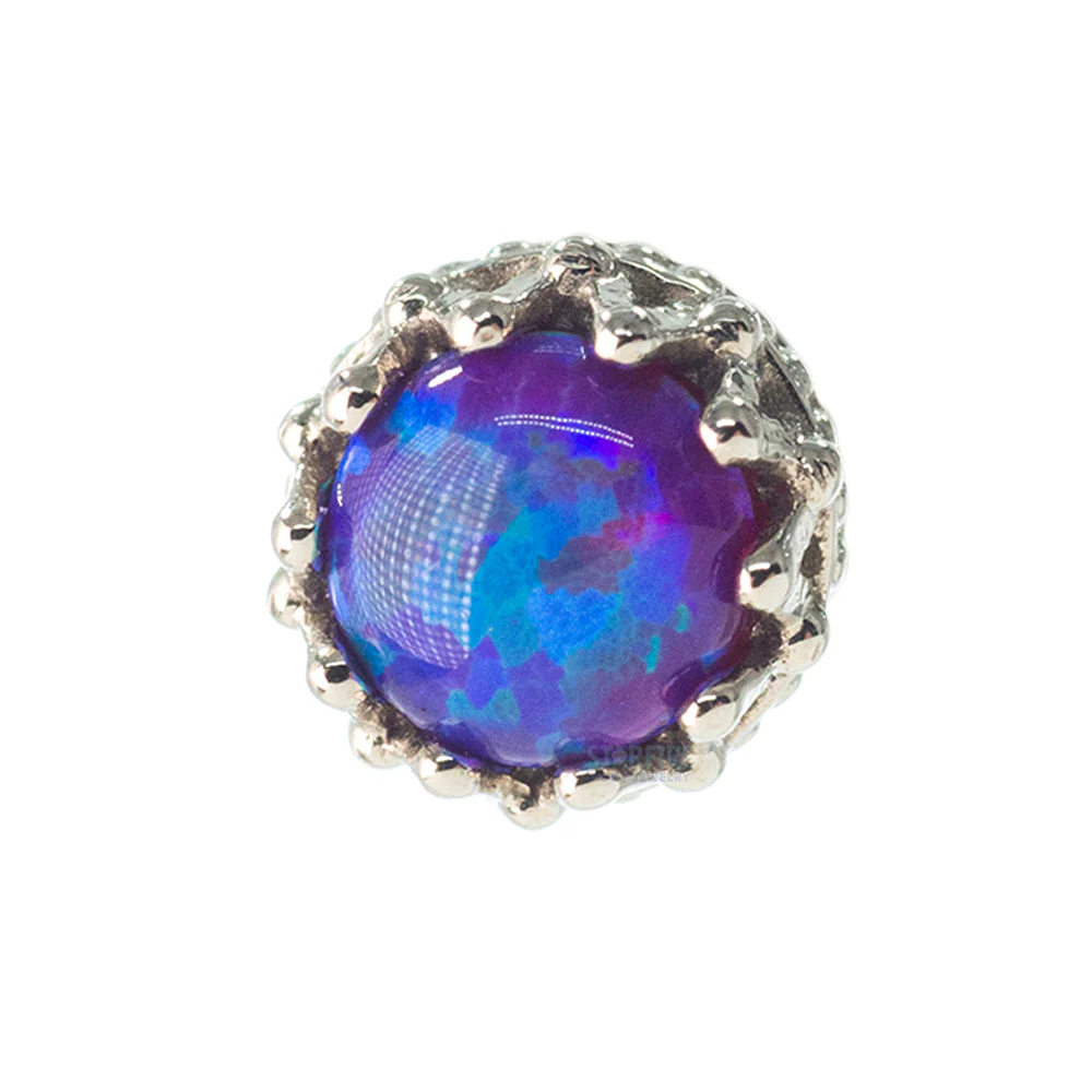 4mm "King" Crown Threaded End in Gold with Opal Cabochon - Image 5