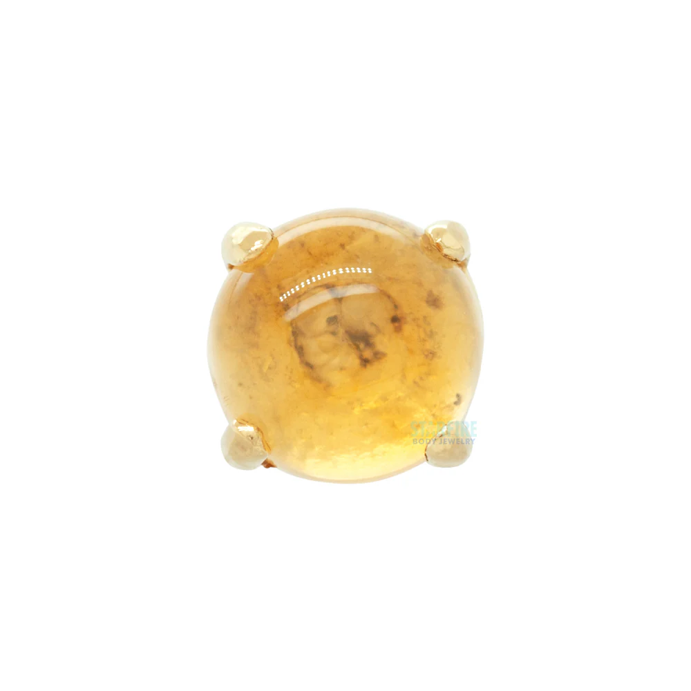 4mm "Ziana" Prong-Set Natural Stone Cabochon Threaded End in Gold - Image 4