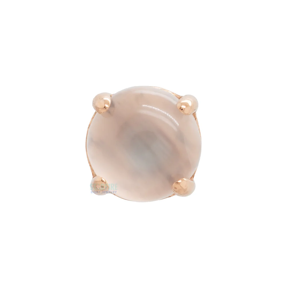 4mm "Ziana" Prong-Set Natural Stone Cabochon Threaded End in Gold - Image 6