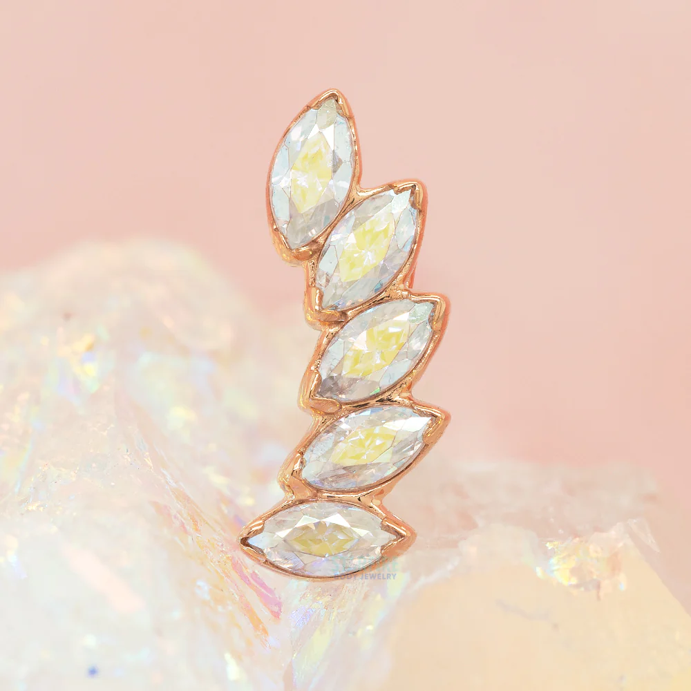 5 Gem "Fanfare" Threaded End in Rose Gold with Brilliant-Cut Gems - Image 2