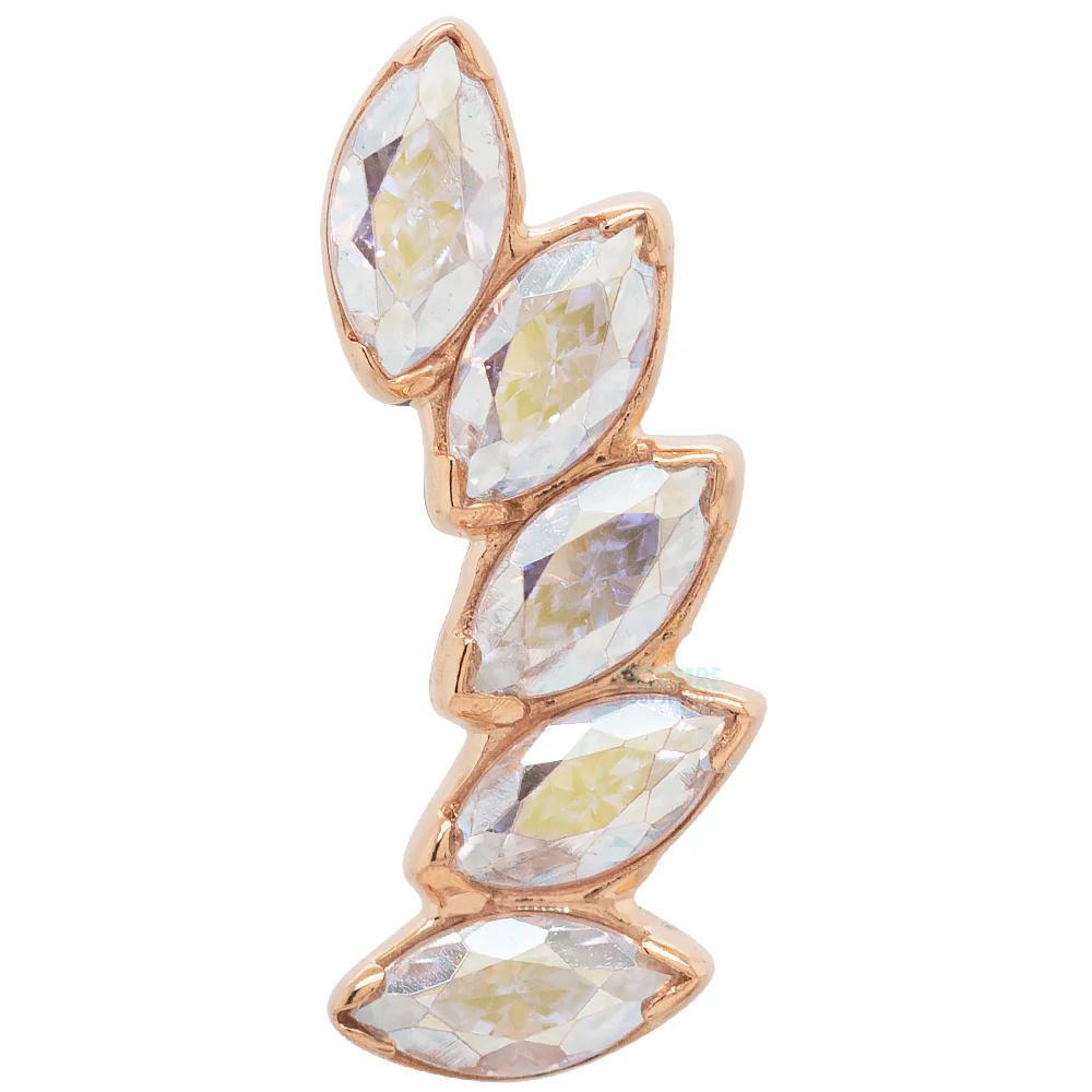 5 Gem "Fanfare" Threaded End in Rose Gold with Brilliant-Cut Gems - Image 3