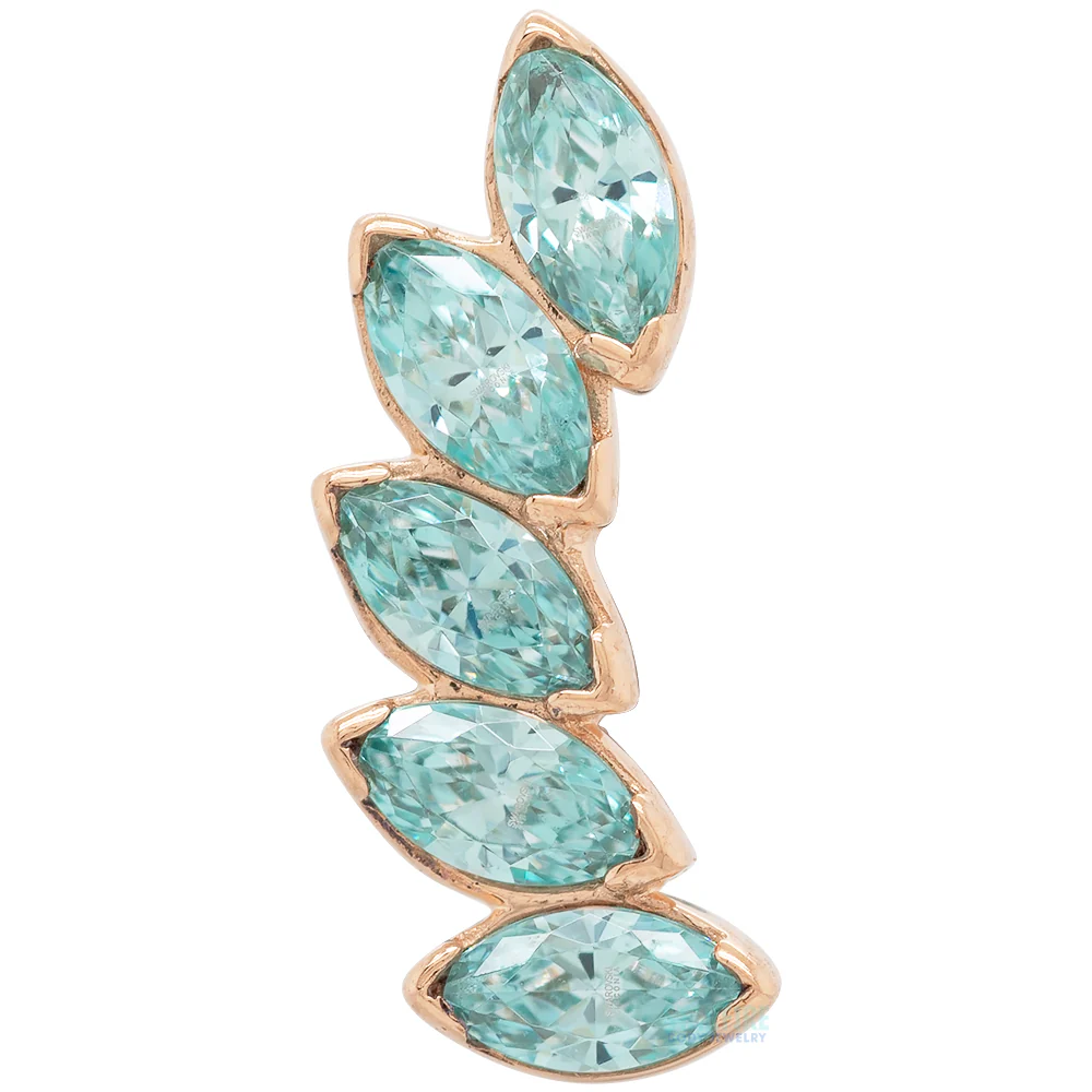 5 Gem "Fanfare" Threaded End in Rose Gold with Brilliant-Cut Gems - Image 4