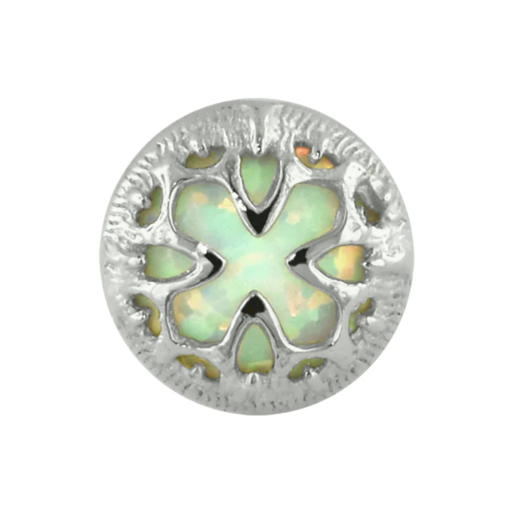 "Baroque" Threaded End in White Gold with Opal - Image 3
