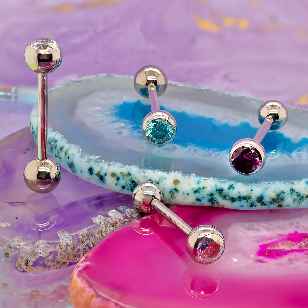 Brilliant-Cut Gem with Ball Bottom Tongue Barbell - Image 2