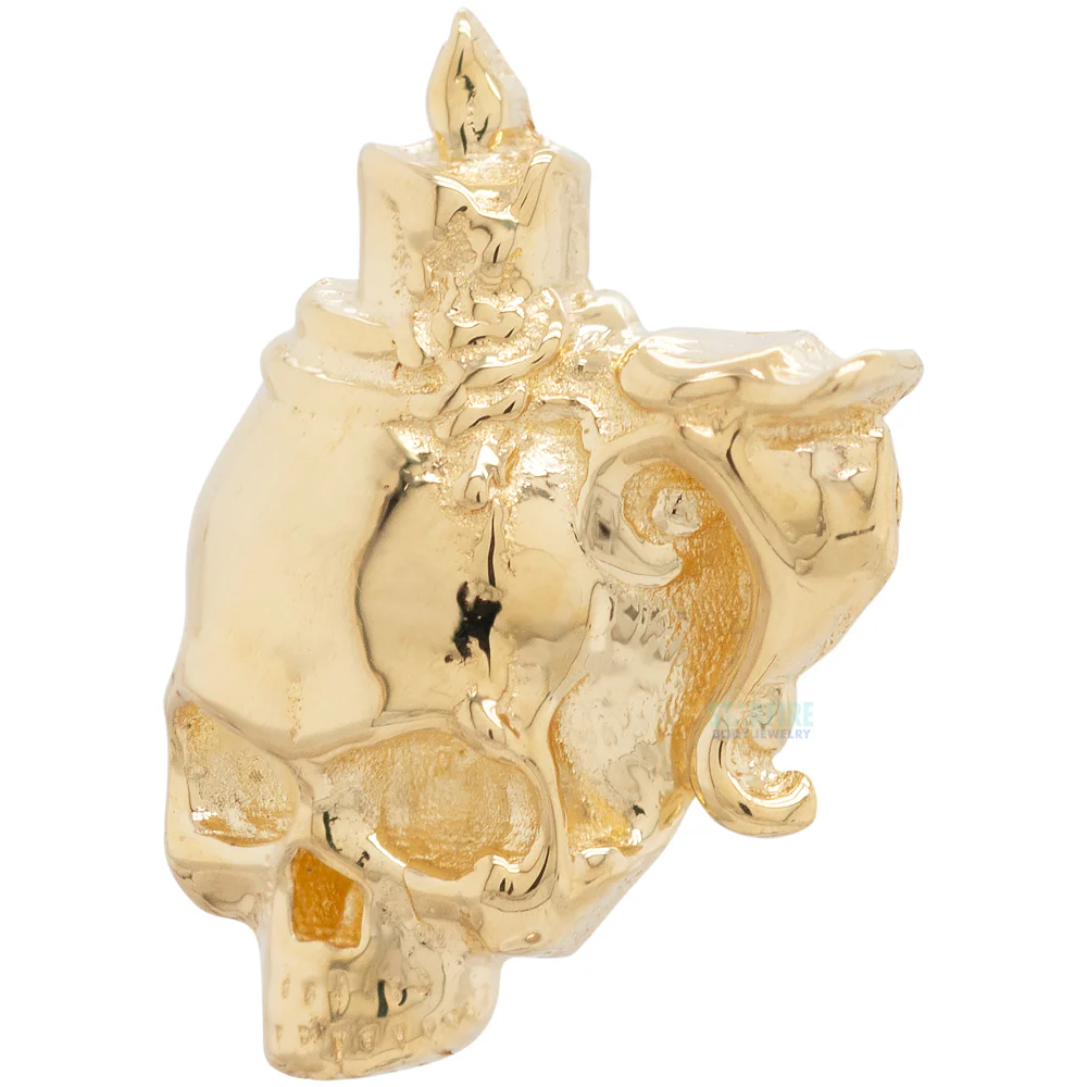 "Candle Skull" Threaded End in Gold
