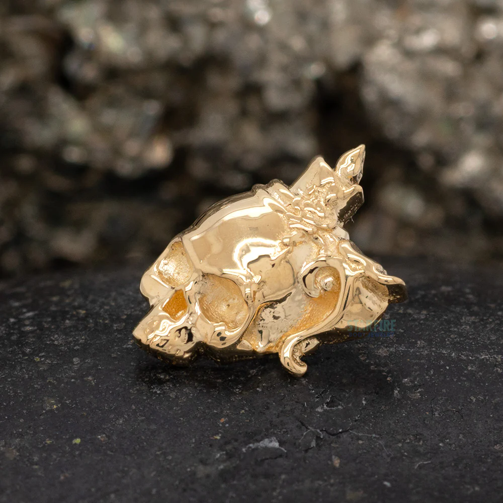 "Candle Skull" Threaded End in Gold - Image 2