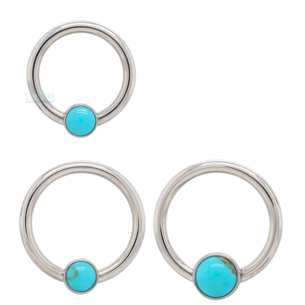 Captive Bead Ring (CBR) with Bezel-set Natural Stone - Image 3
