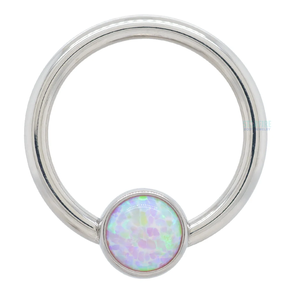 Captive Bead Ring (CBR) with Bezel-set Opal - Image 10