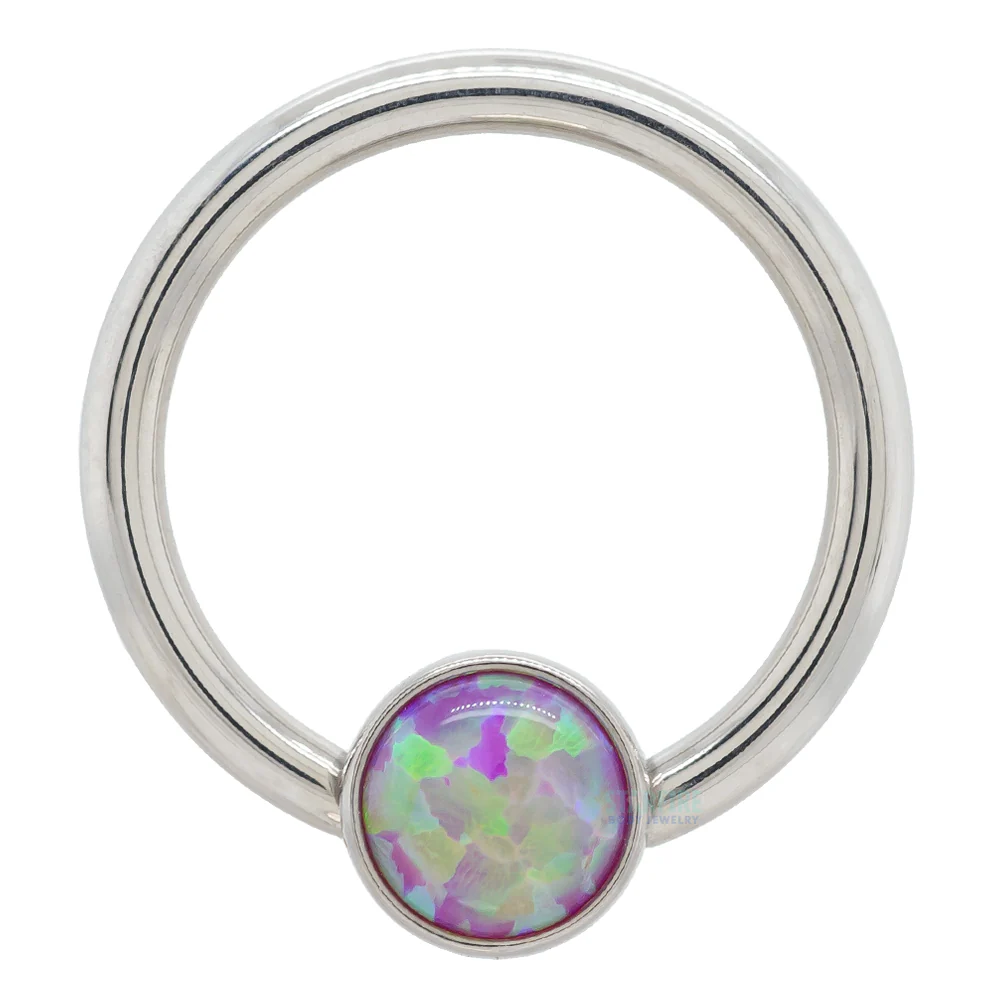 Captive Bead Ring (CBR) with Bezel-set Opal - Image 11