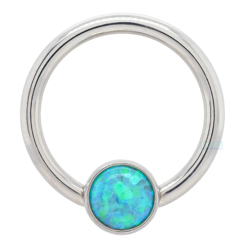 Captive Bead Ring (CBR) with Bezel-set Opal - Image 12