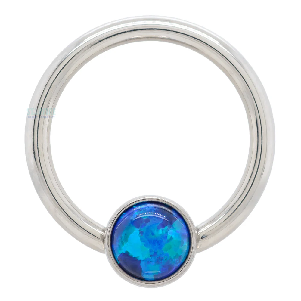 Captive Bead Ring (CBR) with Bezel-set Opal - Image 13