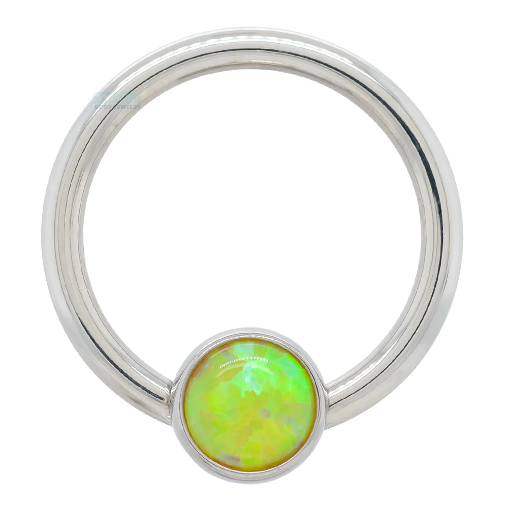 Captive Bead Ring (CBR) with Bezel-set Opal - Image 15