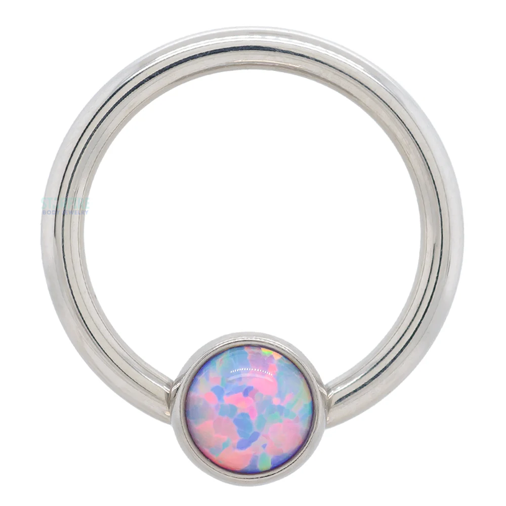 Captive Bead Ring (CBR) with Bezel-set Opal - Image 18
