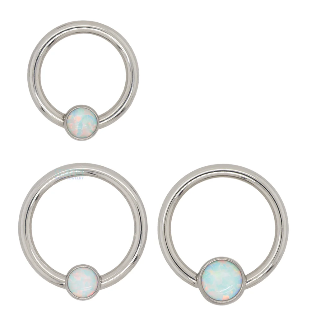 Captive Bead Ring (CBR) with Bezel-set Opal - Image 3