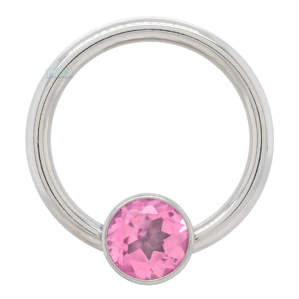 Captive Bead Ring (CBR) with Bezel-set Genuine Topaz - Image 15