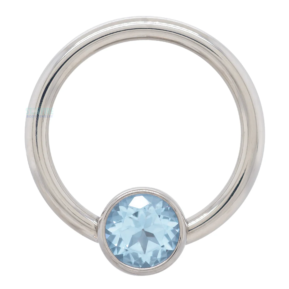 Captive Bead Ring (CBR) with Bezel-set Genuine Topaz - Image 5