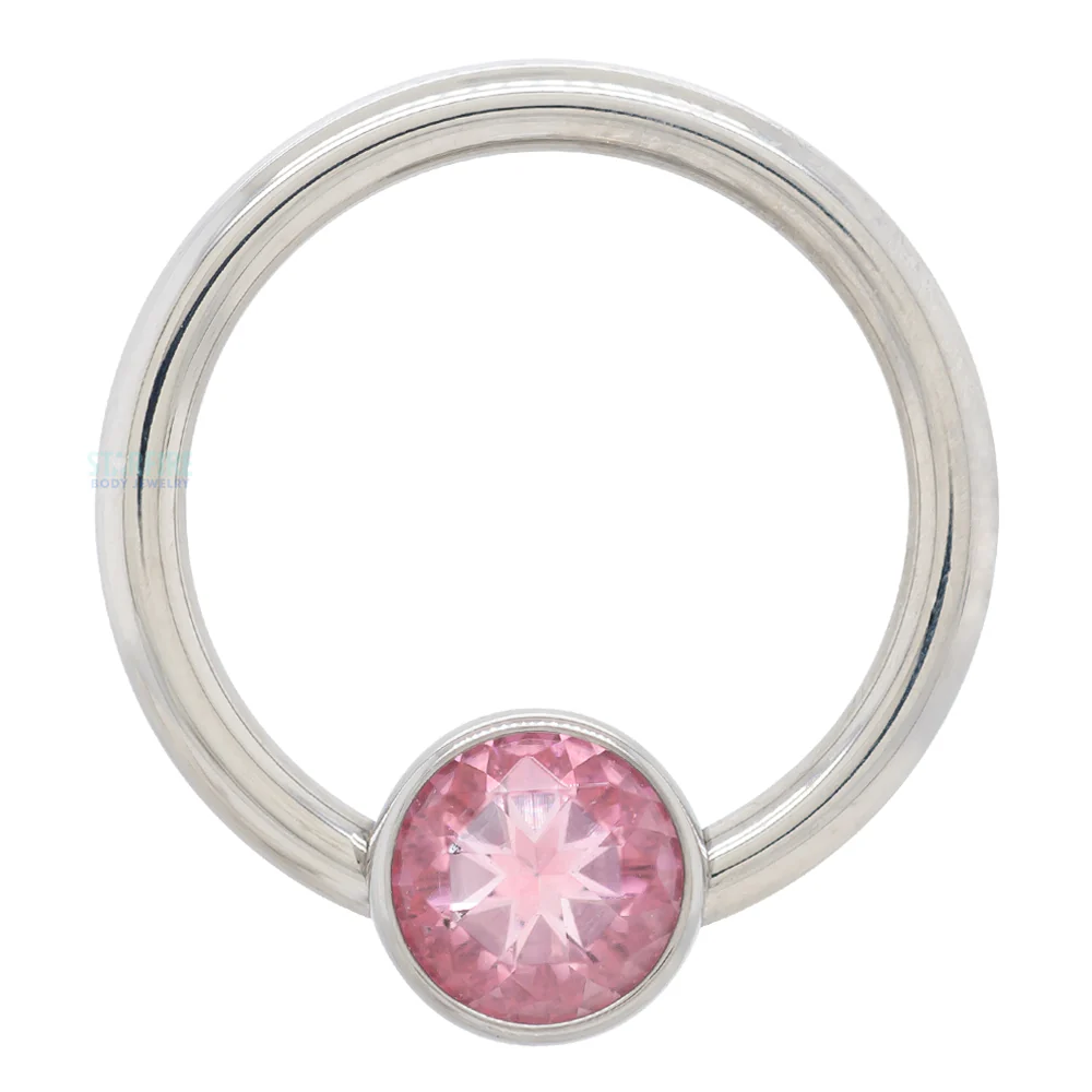 Captive Bead Ring (CBR) with Bezel-set Genuine Topaz - Image 6