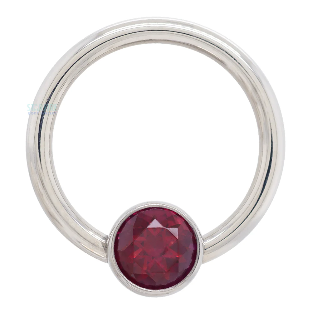 Captive Bead Ring (CBR) with Bezel-set Genuine Topaz - Image 7